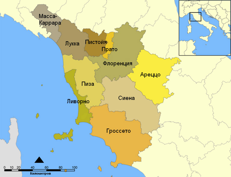 Карта провинций Тосканы