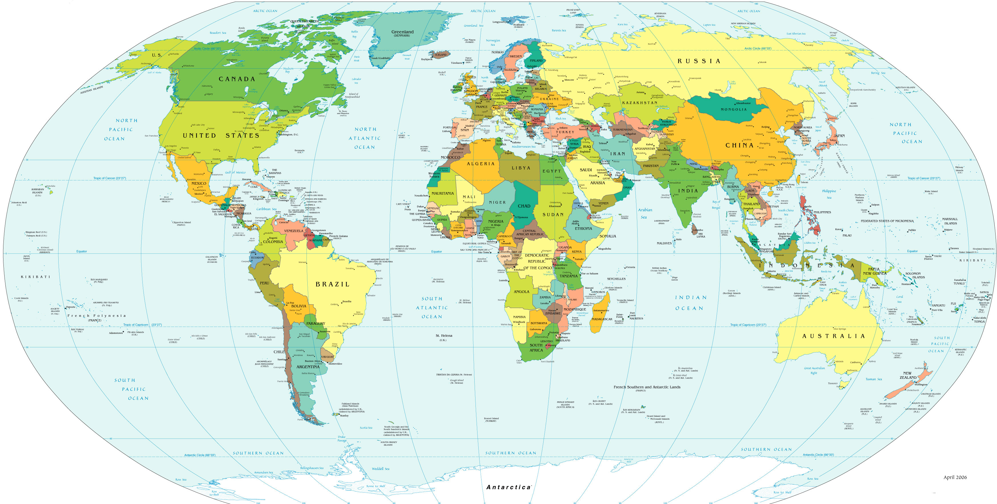Подробная политическая карта мира