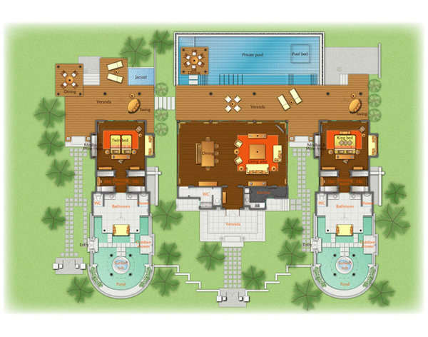 План Two Bedroom Beach Pool Residence