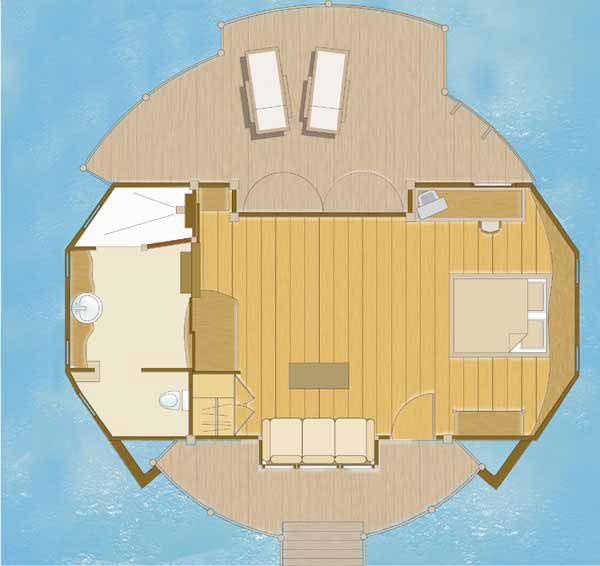 План номера Premium Overwater Bungalow